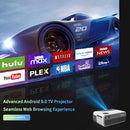 4K Projector WiFi Bluetooth, Portable Smart Projector with Android TV, Native 1080P Home Projector for iPad iPhone Android Laptop PC PS4 DVD Outdoor Movies Gaming