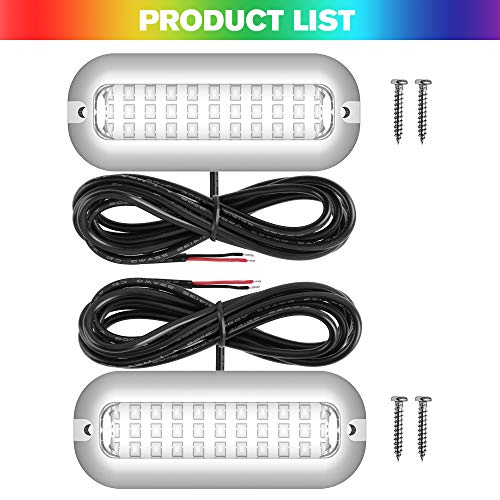 HUSUKU Mini 27LED Marine Led Lights for Boat Underwater(White), 2PCS, 3.7inch, IP68, 316 Stainless Steel, Surface Mount for Yacht Pontoon Sailboat Kayak Skiff Duck Jon Accent Bass Boat Vessel Fishing