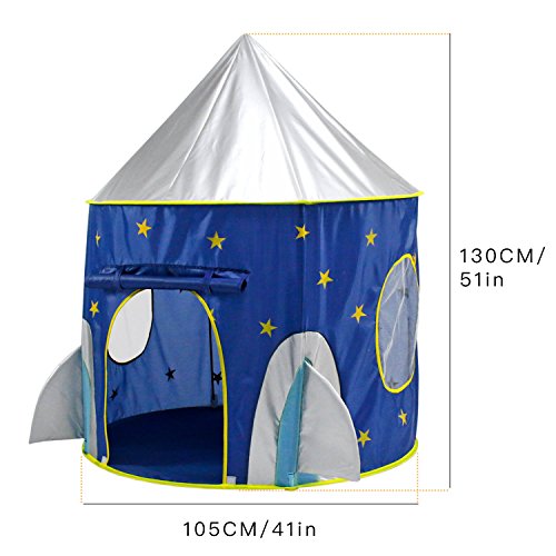 Yoobe Rocket Ship Play Tent - with BOUNS Space Torch Projector Indoor/Outdoor Children Playhouse