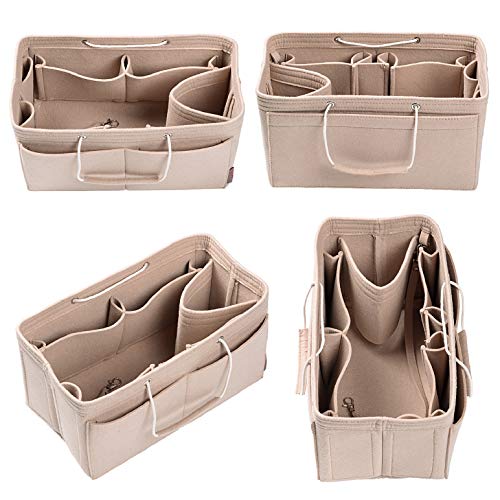 Purse Organizer, Multi-Pocket Felt Handbag Organizer, Purse Insert Organizer with Handles, Medium, Large Beige Size: Medium