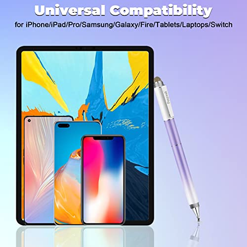 Penyeah Stylus Pen for iPad/iPhone/Android (4 in 1),Universal Touch Screen Disc Tip/Mesh & Rubber Tip Stylist Pen for All Capacitive Phones/Tablets/Laptops-Dream Purple