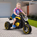 6V Kids Electric Car Ride On Motorcycle Flashing Lights w/Music,3 Wheels Play Toy Motorbike,Black&Yellow