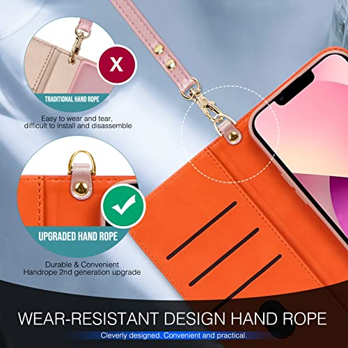 FYY Case for iPhone 13 6.1", [Kickstand Feature] Luxury PU Leather Wallet Case Flip Folio Cover with [Card Slots] and [Note Pockets] for iPhone 13 5G 6.1"(NOT for iPhone 13 Pro 6.1") Rose Gold