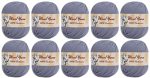 100% Cashmere Wool Yarn (Pack of 10) by Yonkey Monkey (14 Light Gray)