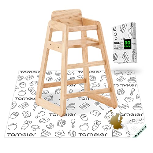 Disposable Splat Mat for Under High Chair - Tameler 30 Pack 35'' x 43'' High Chair Floor Mats for Babies, Waterproof Splash Mats, Disposable Placemats for Home & Restaurant, Baby Led Weaning Supplies