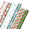 Hallmark Reversible Christmas Wrapping Paper (3 Rolls: 120 sq. ft. TTL) Rustic Santa, Papercraft Snowmen, Candy Canes, Stripes, Snowflakes, Merry Christmas to You