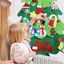 DIY Felt Christmas Tree with 32pcs Ornaments 4ft Family 3D Fake Xmas Tree with 20 LED Lights for Kids Toddlers Home Door Window Wall Christmas (Merry Christmas)