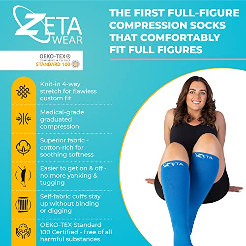 Zeta Socks Short Length Plus Size Compression Socks for Men and Women, XL (Black)