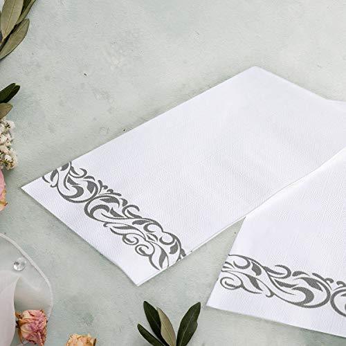 vplus [400 Pack] Paper Napkins Guest Towels Disposable Premium Quality 3-ply Dinner Napkins Disposable Soft, Absorbent, Party Napkins Wedding Napkins for Kitchen, Parties, Dinners or Events(Silver)