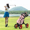 Costway 4 Wheels Aluminum Golf Push Pull Cart, 4 Height Positions Lightweight Golf Push Cart, Foldable Golf Trolley W/Adjustable Umbrella Holder, Beverage Holder, Foot Brake（Red）