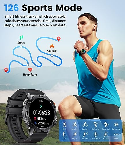 LIGE Smart Watch for Men, 1.43" AMOLED HD 360mAh Smartwatch with Bluetooth Call, Heart Rate/Sleep/Blood Oxygen Monitor, IP68 Waterproof 2 Straps Smart Watch Compatible with Android iPhone iOS Black