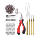 Hair Extensions Kit:I-tip Hair Pliers, Micro Pulling Needle, Loop Threader and 200pcs Micro Silicone Rings(Brown)