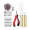 Hair Extensions Kit:I-tip Hair Pliers, Micro Pulling Needle, Loop Threader and 200pcs Micro Silicone Rings(Brown)