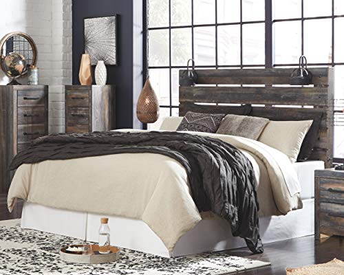 Signature Design by Ashley Drystan Rustic Panel Headboard ONLY with USB Charging Stations, King, Brown