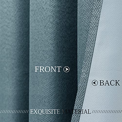 MIULEE 2 Panels Linen Curtains 90 Inches Long Blackout Curtain Panels for Bedroom/Living Room Curtain Drapes Thermal Insulating Texture Grommet Top-Eggshell Blue