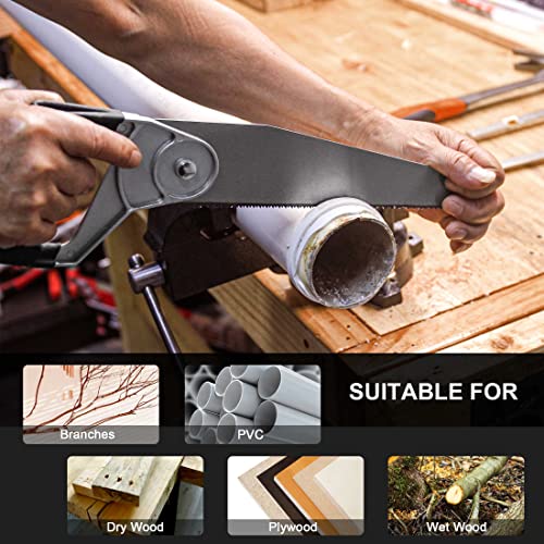 HAUTMEC Heavy Duty 11-Inch PVC/ABS Pipe Saw And General Purpose Hand saw, Adjustable Cutting Angle, For Cutting Pipe In Tight Spaces, for Trimming, Gardening, Wood, Drywall, And Plastic HT0027-SA