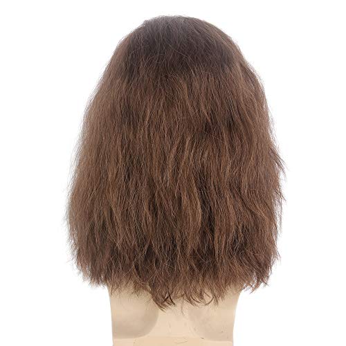 STfantasy Mens Brown Wig Long Curly Wigs for Men Mid Length Middle Part Synthetic Hair for Man Male Cosplay Winter Soldier Costume