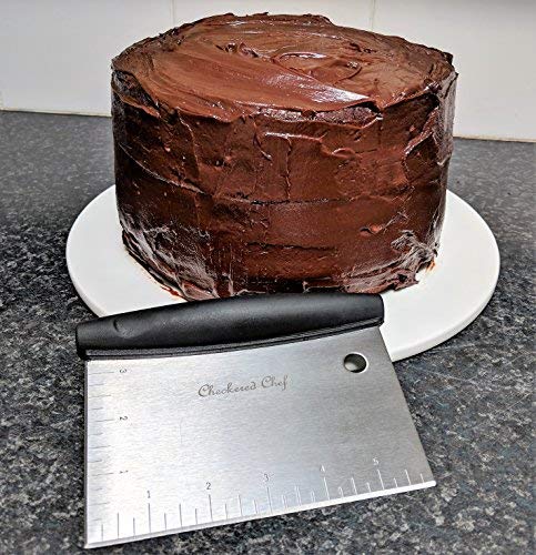 Checkered Chef Dough Scraper - Stainless Steel, Multi-Use Bench Scraper, Icing Smoother, Pasta, Pizza and Pastry Cutter w/Protective Plastic Cover