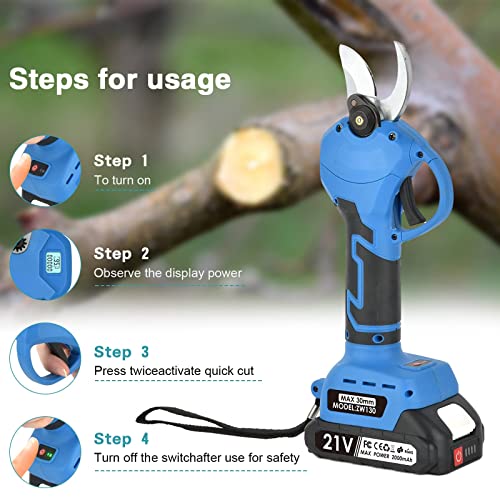 Electric Pruning Shears, 30mm(1.2 inch) Cutting Diameter, 2 Pack 2.0Ah Lithium-ion Battery Powered Professional Cordless Brushless Pruning for Tree Branch, SK5 Blades