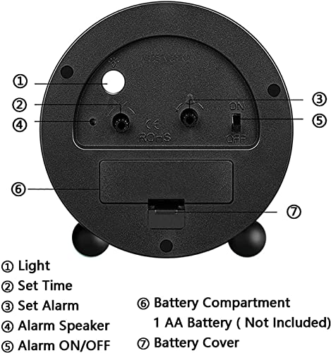 Analog Alarm Clock, 4 inch Super Silent Non Ticking Small Clock with Night Light, Battery Operated, Simply Design, for Bedroon, Bedside, Desk