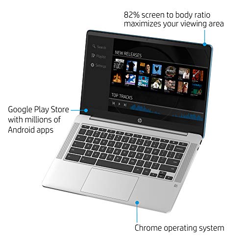 HP Chromebook 14-inch FHD Laptop, Intel Celeron N4000, 4 GB RAM, 32 GB eMMC, Chrome (14a-na0090nr, Forest Teal)