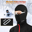 ROCKBROS Balaclava Ski Mask Men Helmet Liner for Cold Weather Skull Cap with Glasses Holes Windproof Neck Gaiter Black