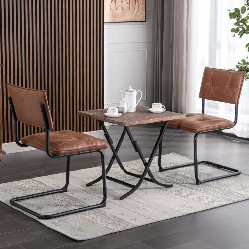 BV Dining Chair Set of 2, Vintage Suede Mid Century Dining Chair, Suede Fabric Chairs with Metal Chrome Legs for Kitchen, Dining Room, Living Room