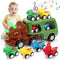 KaeKid Toddler Trucks Toys for 3 4 5 6 Years Old, 5 in 1 Dinosaur Toys Push and Pull Back Vehicles for Kids, Christmas Birthday Gift Car Sets with Light Sound