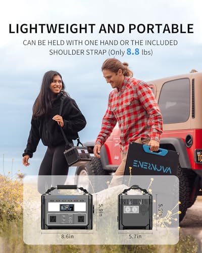 ENERNOVA ETA Portable Power Station 600 W, 230 V 288 Wh LiFePO4 Battery Backup, Charging from 0-80% in 50 Minutes, 2 x 600 W AC Outputs, Solar Generator for Camping/Motorhomes/Travel