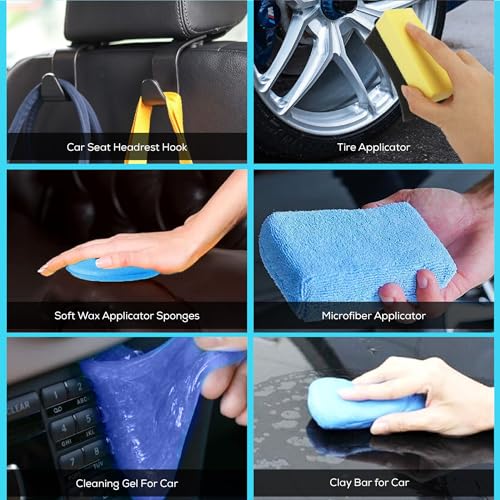 Carmodex Car Wash Cleaning Kit, Manual Foam Sprayer, Premium Brushes, Professional Interior/Exterior Car Detailing Kit – Car Care Gift Tool Set for Women and Men, 25pcs Car Detailing Kit for Vehicles