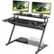 FITUEYES Computer Desk Workstation Adjustable Gaming-Desk Mobile Study Writing Desk with Monitor Shelf, Black 100cm