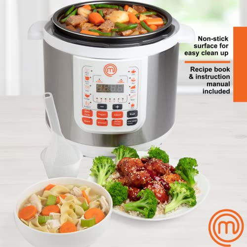 MasterChef 13-in-1 Pressure Cooker - 5.6L Digital Electric Multi Cooker with 13 Programmable Functions - High and Low Pressure Cooking Options, LED Display, Delay Timer and Non-Stick Cooker