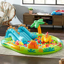 Intex 57166EP Little Dino Dinosaur Themed Inflatable Backyard Pool Play Center with Palm Tree Sprayer, Mini Slide, and Inflatable Dinosaur
