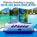 SereneLife Inflatable 4- Person Floating Island Raft, Party Island Raft w/ 4 Drink Holders, Use for Lounging on Lake, Beach River or Pool