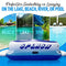 SereneLife Inflatable 4- Person Floating Island Raft, Party Island Raft w/ 4 Drink Holders, Use for Lounging on Lake, Beach River or Pool
