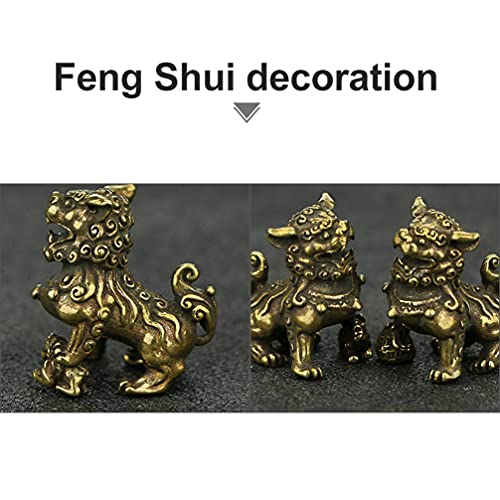 BESPORTBLE Chinese Lion Figurine Miniature Chinese Guardian Lion Brass Pair Lion Sculpture Foo Dogs Lucky Charm Micro Landscape Dollhouse Decoration Wedding Birthday Gift