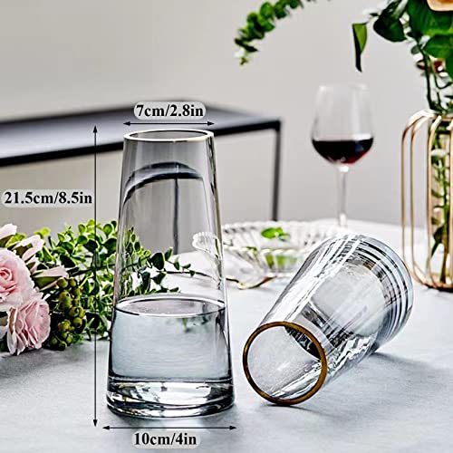 Qiccijoo Clear Glass Vase, Cylinder Flower Vase for Floral Arrangements, Weddings, Home Decor or Office,21.5cm/8.5in Tall,7cm/2.8in Opening（Grey）