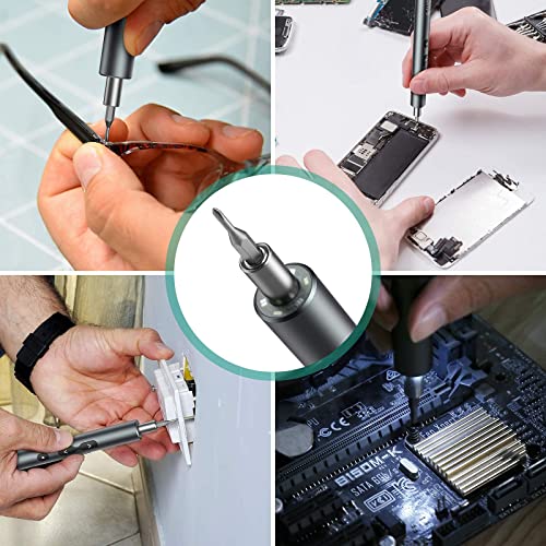 ORIA Electric Screwdriver, 28 in 1 Portable Repair Tools Kit with 24 Bits, Rechargeable Mini Screwdriver Set with USB Charging, 3 LED Lights, Magnetizer for Smartphones, Watches, Toys, Computers, etc