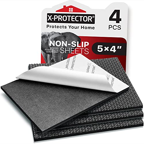 Non Slip Furniture Pads X-PROTECTOR – 4 PCS Furniture Grippers 4x5 for Appliances - Ideal Self-Adhesive Rubber Feet for Furniture Feet – Non Skid Furniture Pads Floor Protectors!