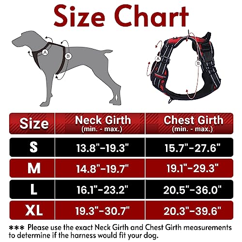 rabbitgoo Dog Harness No Pull, Adjustable Dog Walking Chest Harness with 2 Leash Clips, Comfort Padded Dog Vest Harness with Easy Handle, Reflective Front Body Harness for Large Breeds, Plaid, L