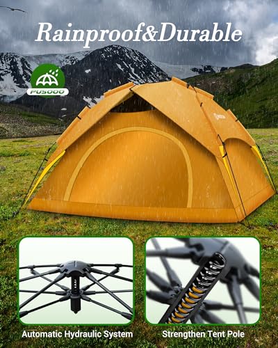 RISTOW Camping Tent with Instant Pop Up,6-7 Persons 3 in 1 Multifunctional Tent with Shelter, Double-Thick Fabric, Automatic Hydraulic Rainproof, Sets Up in 4 Minutes for Family, Outdoor and Hiking