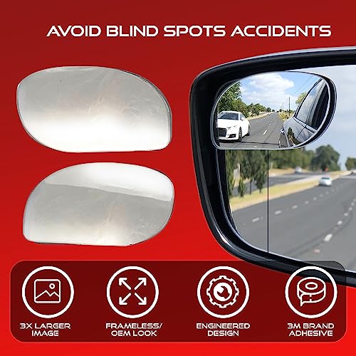 Blind Spot Mirrors. Unique design Car Door mirrors/Mirror for blind side engineered by Utopicar for larger image and traffic safety. Awesome rear view! [frameless design] (2 pack)