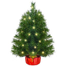 2ft Pre-Lit Artificial Christmas Tree, Majestic Fir with Small Lights and Cloth Bag Base, Ideal for Home, Office, and Party Decoration