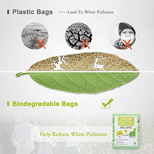 1.2 Gallon Small Garbage Bags Biodegradable 5 Liter Mini Compostable Strong Bathroom Trash Bags with Tear & Leak Resistant, Recycling Eco-Friendly Trash Can Liner, Green, 80 Counts