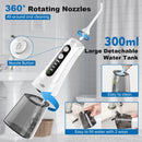 【2023 New Release】MiTdir Water Dental Flosser Oral Irrigator 5 Jet Tips 4 Modes IPX7 Waterproof 300ML Detachable Water Tank Portable Cordless Rechargeable Teeth Cleaner for Home&Travel (White)