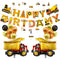 ZCOINS Construction Birthday Party Decoration for Boys with 2 Giant 32in*27in Dump Truck Foil Balloons, 15 Latex Balloons Printed with Truck Pictures, 12 Construction-themed Cake Toppers and 1 Banner.