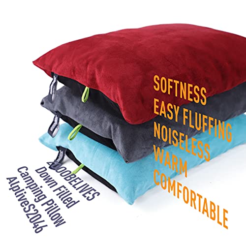 ZOOOBELIVES Down Filled Pillows for Camping/Travel, Washable Soft Cover, Camp Pillow for Neck & Lumbar Support On-The-Go, Ultralight & Compressible for Hiking Backpacking - AlpliveS2046