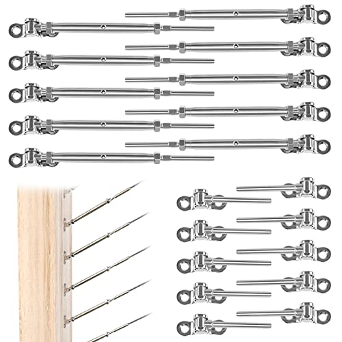 Muzata 10Pack 316 Stainless Steel Cable Railing Kit fits 1/8" Stainless Steel Wire Rope Cable