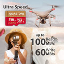 Gigastone 256GB Micro SD Card, 4K Camera Pro, 4K Video Recording for GoPro, Action Camera, DJI, Drone, R/W up to 100/60 MB/s MicroSDXC Memory Card UHS-I U3 A2 V30 C10