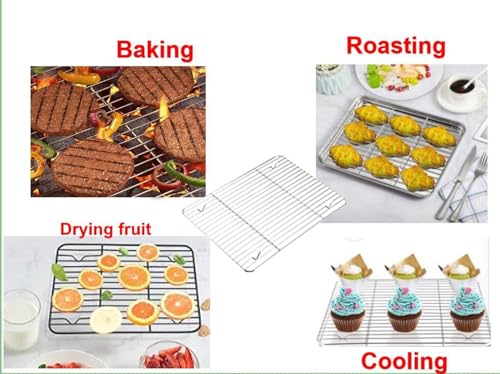 Chef Cooling Rack, Set of 2 Stainless Steel, Cookie Sheet Tray Oven Safe Grid Wire Racks for Cooking & Baking